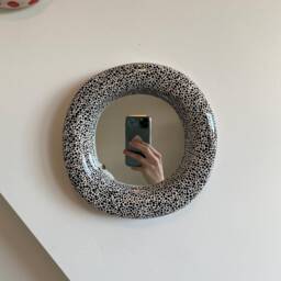 Small Wall Mirror Ceramic Funky Handmade Art