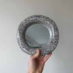 Small Wall Mirror Ceramic Funky Handmade Art - thumbnail 2