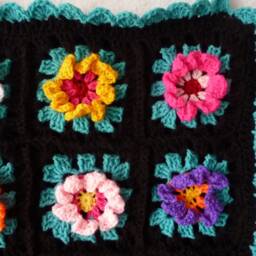 New Gipsy Cushion, Cushion Cover, Multicolored Flowers, Handmade Crochet Square - thumbnail 2