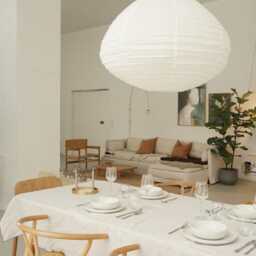 Metro Off-White Linen Pendant Light Shade Pear Shape Modern Ceiling Lamp, Minimalist Decor - thumbnail 2