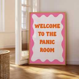 Funny Panic Room Print - Pink & Orange Bedroom Prints, Retro Quote, Print, Anxiety Trendy Prints - thumbnail 3