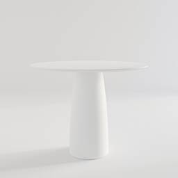 White Round Dining Table Japandi Minimalist Style, Single Base