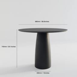 White Round Dining Table Japandi Minimalist Style, Single Base - thumbnail 3