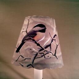 New 3x5x4.5 Cut Chickadee Lampshade 100% Recycled Material Candelabra - thumbnail 2