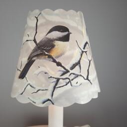 New 3x5x4.5 Cut Chickadee Lampshade 100% Recycled Material Candelabra - thumbnail 1
