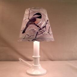 New 3x5x4.5 Cut Chickadee Lampshade 100% Recycled Material Candelabra - thumbnail 3