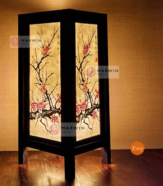 Asian Oriental Sakura Cherry Blossom Tree Japanese Lamp Zen Bedside Floor Table Paper Light Shades Bedroom Home Deco - image 1