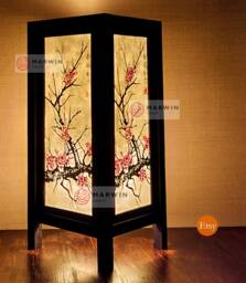 Asian Oriental Sakura Cherry Blossom Tree Japanese Lamp Zen Bedside Floor Table Paper Light Shades Bedroom Home Deco - thumbnail 1