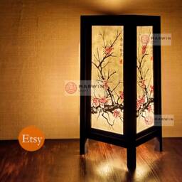 Asian Oriental Sakura Cherry Blossom Tree Japanese Lamp Zen Bedside Floor Table Paper Light Shades Bedroom Home Deco - thumbnail 3