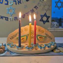 Menorah - White & Blue Birds Hanukkah Holiday - thumbnail 3
