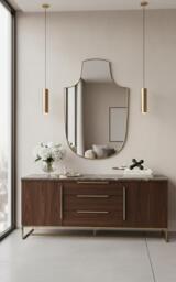 Shield Brass Mirror - Handmade Modern Bathroom Vanity Wall