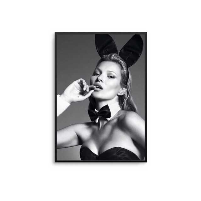 Kate Moss Bunny Pose Print Black & White Fashion Photography - image 1