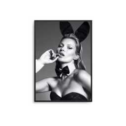 Kate Moss Bunny Pose Print Black & White Fashion Photography - thumbnail 1