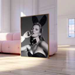 Kate Moss Bunny Pose Print Black & White Fashion Photography - thumbnail 2
