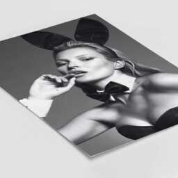 Kate Moss Bunny Pose Print Black & White Fashion Photography - thumbnail 3
