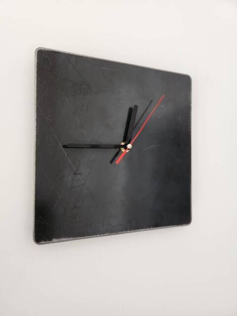 Raw Steel Square Clock - Industrial Minimalist Metal Timepiece Handmade UK Wall Art - image 1