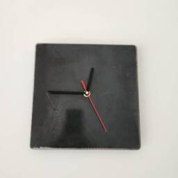 Raw Steel Square Clock - Industrial Minimalist Metal Timepiece Handmade UK Wall Art - thumbnail 2