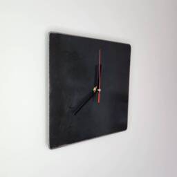 Raw Steel Square Clock - Industrial Minimalist Metal Timepiece Handmade UK Wall Art - thumbnail 3
