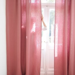 Dusty Pink Tab Top Heavy Linen - 280 G/M2 Curtain Panel Made Of Stonewashed/1 Pcs - thumbnail 3