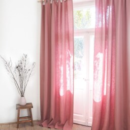 Dusty Pink Tab Top Heavy Linen - 280 G/M2 Curtain Panel Made Of Stonewashed/1 Pcs - thumbnail 2