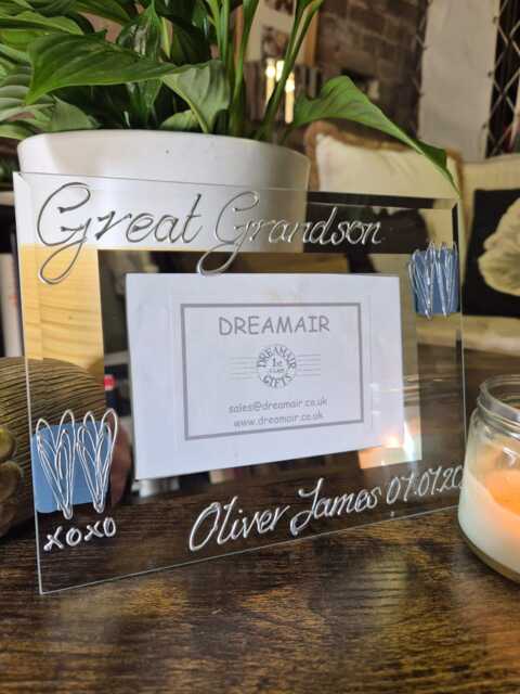 Personalized Grandson Photo Frame, Hand Painted Heart Design - image 1