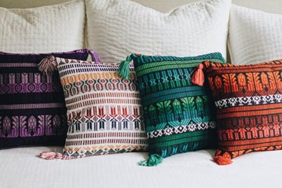Decorative Pillows, Guatemalan Brocade Cushion Covers, Colourful Fair Trade Throw 30cm Pillow Cover, Accent - image 1