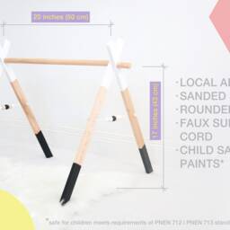 Mint & Yellow Wooden Play Gym Frame Foldable Montessori Toy - thumbnail 4