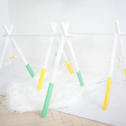 Mint & Yellow Wooden Play Gym Frame Foldable Montessori Toy - thumbnail 2