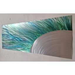 Teal Green Silver, Modern Abstract Metal Wall Art, Indoor Outdoor - thumbnail 3