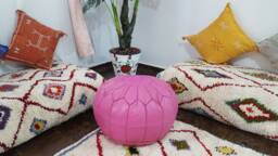 20% Off Stuffed Moroccan Leather Pouf, Pouf Ottoman, Handmade Floor Poof, Footstool, Ottoman Table, & Stools