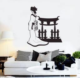 Wall Vinyl Decal Geisha Japan Japanese Oriental Cool Decor 2254Di - thumbnail 1