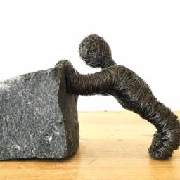 Sale - 40% Off - Instead Of ???115 Pushing Wire Sculpture Handmade Art - thumbnail 2