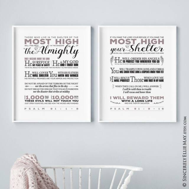 Psalm 91 Printables Powerful Wall Art - Gods Promises From Nlt Bible, Inspirational Christian Verse Poster Gift Perfect As Home Decor 40086 - image 1