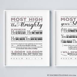 Psalm 91 Printables Powerful Wall Art - Gods Promises From Nlt Bible, Inspirational Christian Verse Poster Gift Perfect As Home Decor 40086 - thumbnail 2