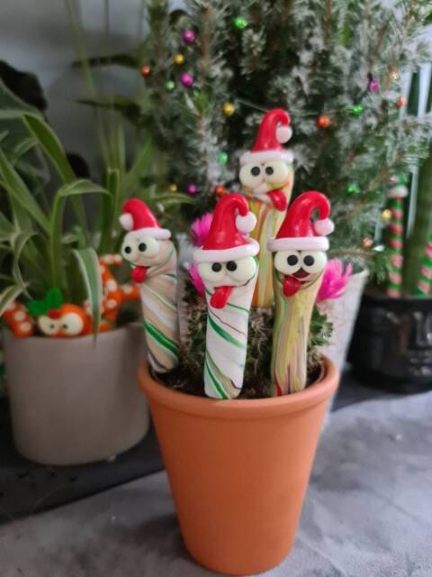 Plant Pot Pets , Cute Worms Funny Planter, Fairy Garden Decor, Glow in The Dark Eyes, Unusual Gift - image 1