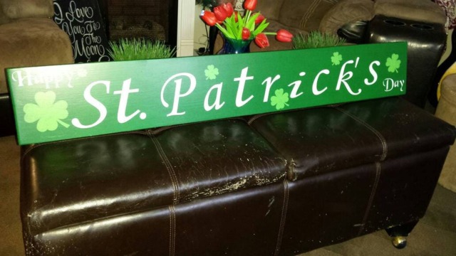 st. Patrick's Day Porch Sign Extra Large Wall Hanging Horizontal Distressed Rustic Wood Front Door Decor Primitive Decoration Clover - image 1