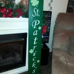 st. Patrick's Day Porch Sign Extra Large Wall Hanging Horizontal Distressed Rustic Wood Front Door Decor Primitive Decoration Clover - thumbnail 4
