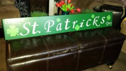 st. Patrick's Day Porch Sign Extra Large Wall Hanging Horizontal Distressed Rustic Wood Front Door Decor Primitive Decoration Clover - thumbnail 1