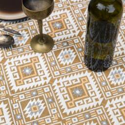 Clearance-Oversized Cotton Blanket, Turkish Throw Blanket, Mustard Picnic Throw, Kilim Pattern Table Cloth, Colorful Bedspread, Housewarming Gift - thumbnail 2