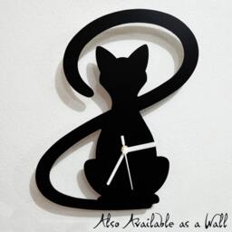 Cat With Big Tail - Silhouette Table Clock - thumbnail 2