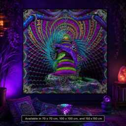 Kundalini Rising Uv Active Neon Fluro Tapestry, Psychedelic Blacklight Wall Hanging, Festival Backdrop, Visionary Room Decor - thumbnail 2