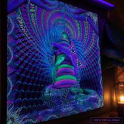 Kundalini Rising Uv Active Neon Fluro Tapestry, Psychedelic Blacklight Wall Hanging, Festival Backdrop, Visionary Room Decor - thumbnail 4