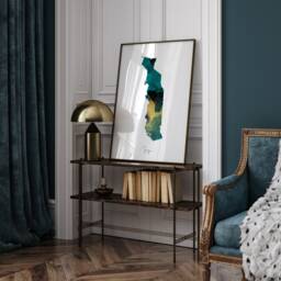 Togo Map Emerald Green & Gold Wall Art Print - thumbnail 2