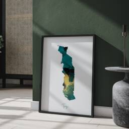 Togo Map Emerald Green & Gold Wall Art Print - thumbnail 3