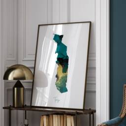 Togo Map Emerald Green & Gold Wall Art Print - thumbnail 1