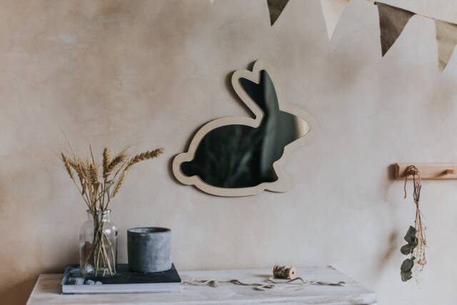Rabbit Kids Room Mirror, Sustainable Plywood Decor - image 1