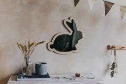 Rabbit Kids Room Mirror, Sustainable Plywood Decor - thumbnail 1