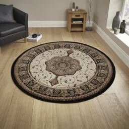 Black Beige Classic Traditional Vintage Thick Living Room Carpet Runners Floral Persian Style Rugs - thumbnail 3