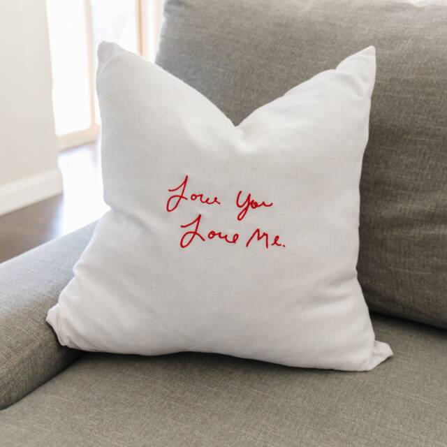 Custom Embroidered Handwriting Pillow Cover, Actual Personalized Pillow, Loved Ones Memorial Gift, Stitched Keepsake - image 1
