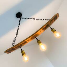 Rustic Whisky Barrel Pendant Light - Reclaimed Wood Chandelier For Kitchen, Bar, Farmhouse Decor